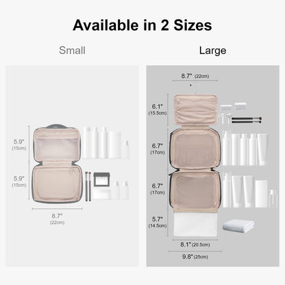 LEVEL8 Travel Toiletry Bag for Women Men, Travel Organizer Water Repellent, Makeup Organizer with Hang Hook for Travel Accessories, Large/Black