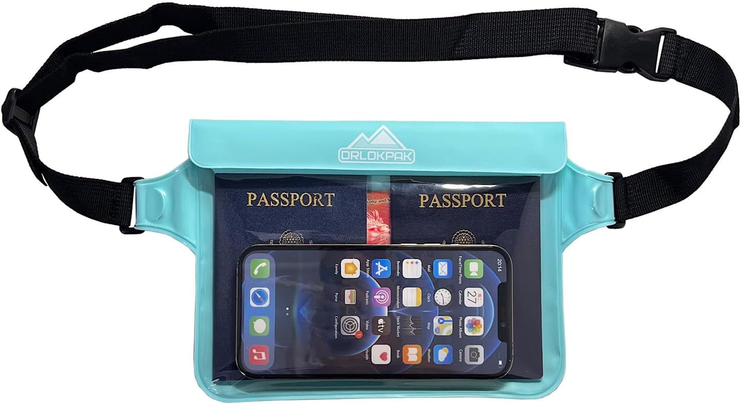 DRLOKPAK Waterproof Waist Bag Pouch Fanny Pack Bum Bag with Secret Holder Keeps Your Phone Kindle Wallet Watch & Valuables Dry - Perfect for Surf Canoe Swim Snorkel Dive Beach Pool(Lime Green)