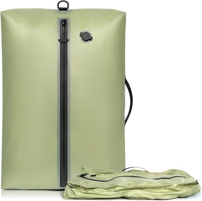 BAGAIL TPU Vacuum Bag for Travel, Reusable Compression Bag with IPX8 Waterproof Zipper, Save Space for Suitcase, Backpack and Carry on (Green, ExtraLarge, No Pump)