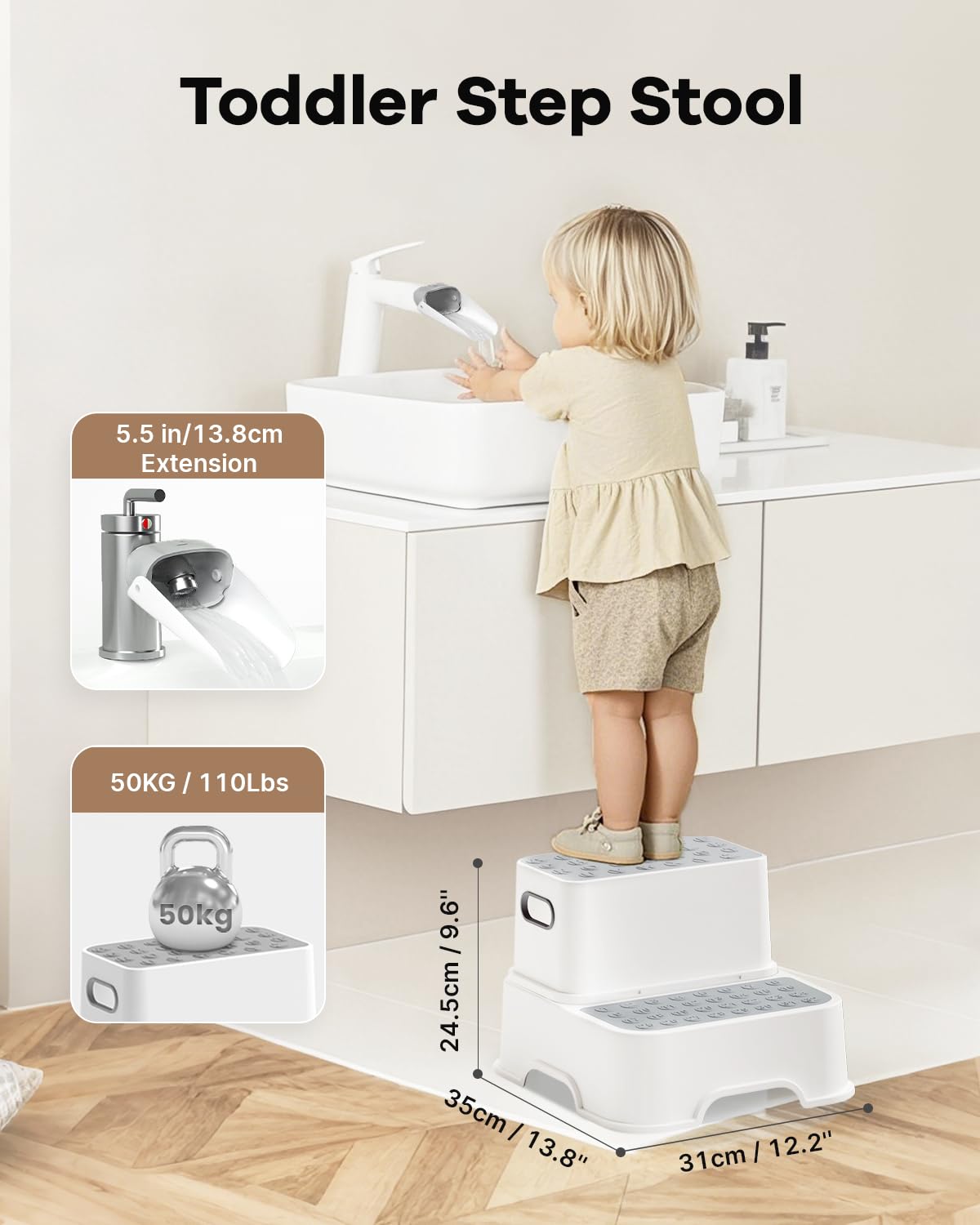 3 in 1 Potty Training Toilet & Toddler No-Slip Step Stool with Trash Bags and Spout Extender, Portable for Boys Girls Use in Indoor and Outdoor, Kids Portable Potty and Step Stool Set