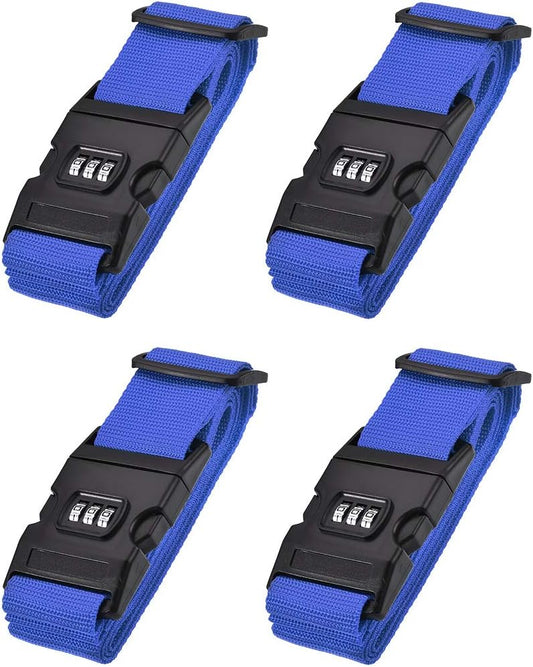 uxcell Luggage Straps Suitcase Belts with Buckle, Combination Lock, Adjustable Travel Packing Accessories