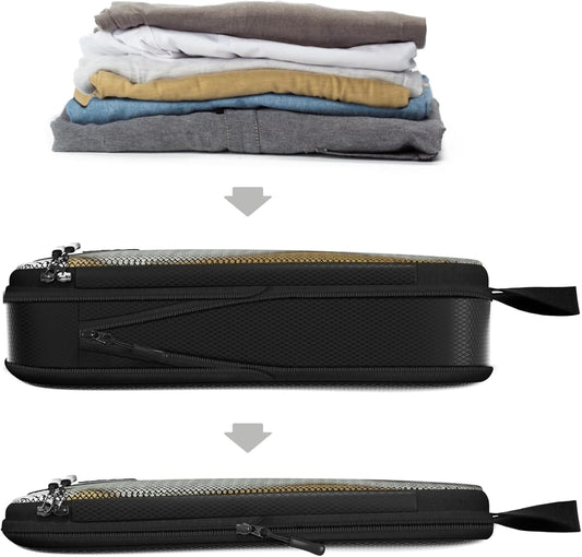 4pc Small Compression Packing Cubes for Suitcases - Carry-on Organizer Cubes - Luggage Packing Compression Bags for Travel