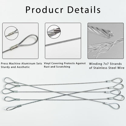 10 Pack Luggage Lock Safety Cable, Stainless Steel Cable with Loops, Stainless Steel Safety Cable, Safety Cable Lock, Braided Steel Coated Safety Cable Luggage Lock 2mm Thickness 12 inch Length