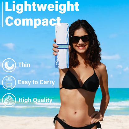 Lightweight Thin Microfiber Beach Towel Sand Free Quick Dry Absorbent Compact Soft Pool Swim Travel Towels Extra Large Oversized Beach Accessories Packable Essentials Stuff Gifts for Adult