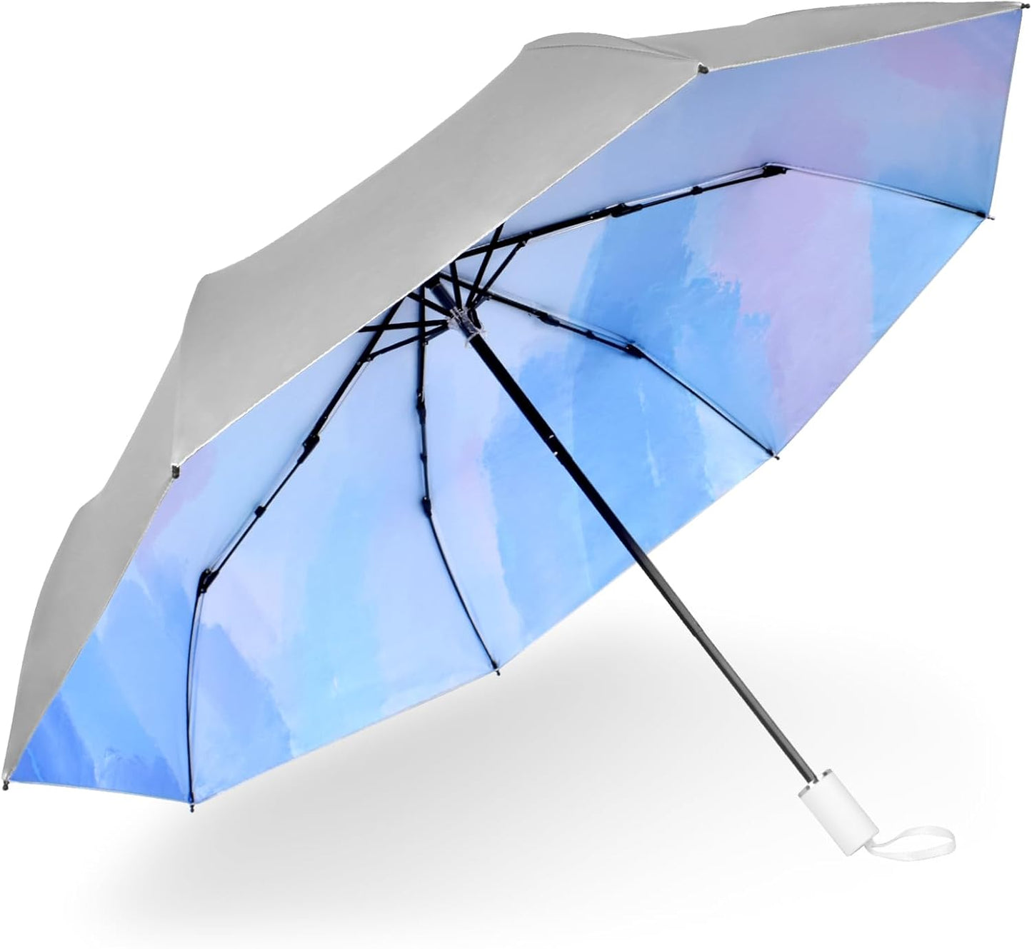 Cuby UV Sun Umbrella Compact Folding Umbrella lightweight Portable Manual Travel Umbrella for Rainproof & 99% UV Protection with Black Anti-UV Coating