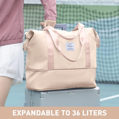 Travel Duffel Bag, Sports Tote Gym Bag, Shoulder Weekender Overnight Bag for Women