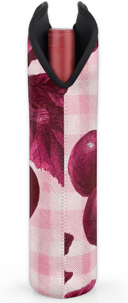 Neoprene Wine Tote, Bottle Carrier Gag Insulating Neoprene Thicker, Insulated Wine Bag for Travel Holds Two Bottles, Bottle Carrier Bags Protect the Bottles, Cherry