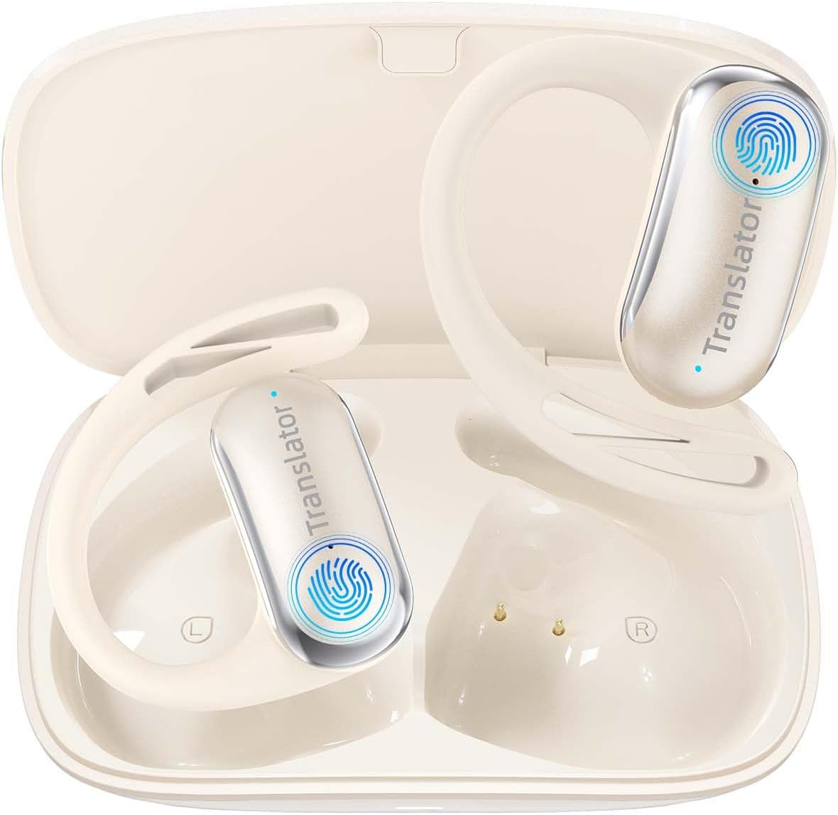 AI Translator Earbuds Translation Earbuds Real-Time 98% Accuracy 0.5s Response |Lifetime Free Offline Translation(8 Languages) & Online Translation(144 Languages) AF56 Beige