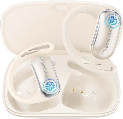 AI Translator Earbuds Translation Earbuds Real-Time 98% Accuracy 0.5s Response |Lifetime Free Offline Translation(8 Languages) & Online Translation(144 Languages) AF56 Beige