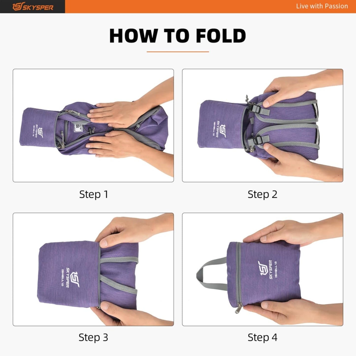 SKYSPER Small Hiking Backpack -12L Lightweight Packable Daypack for Travel Foldable Tear Resistant Backpacks for Women Men