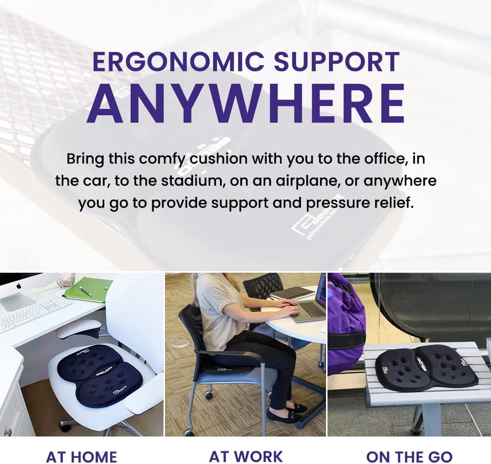 GSeat Lite Travel Gel and Foam Cushion - for Back Pain, Sciatica, Pressure Relief, and Tailbone Discomfort - Promotes Healthy Posture - Ergonomic Comfort - for Car, Commute, Airplane and Travel