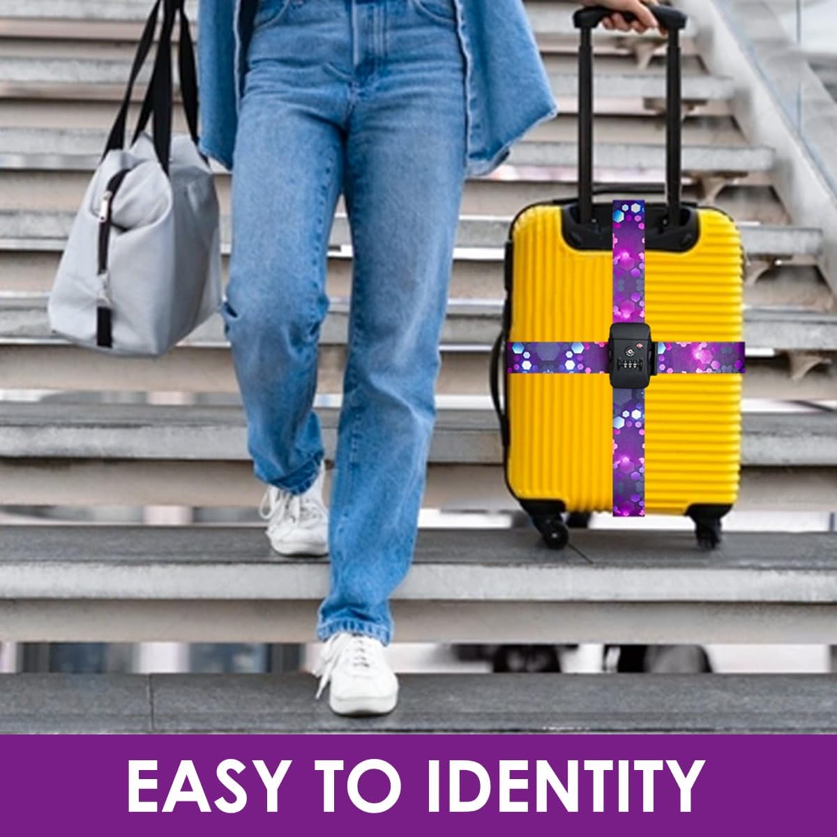 Adjustable Travel Luggage Strap Suitcase Belt Travel Bag Accessories 1.96 in W x 6.23 ft L