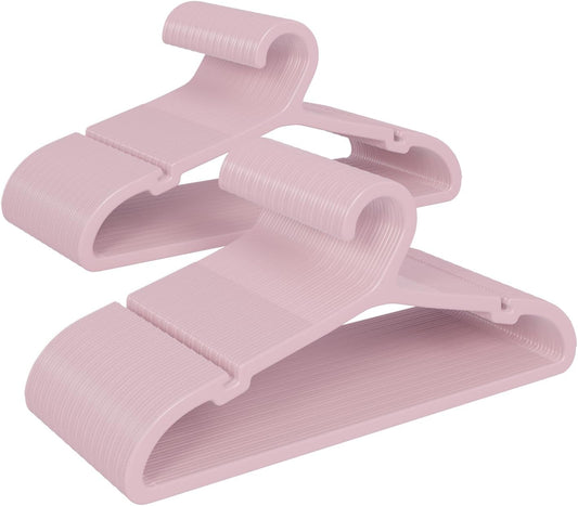 80 Pack Clothes Hangers, Non Slip Plastic Coat Hangers, Space Saving, Heavy Duty, Hanging Dry Wet Clothes, 16.4" x 8.3", Light Pink, UAPY0580P