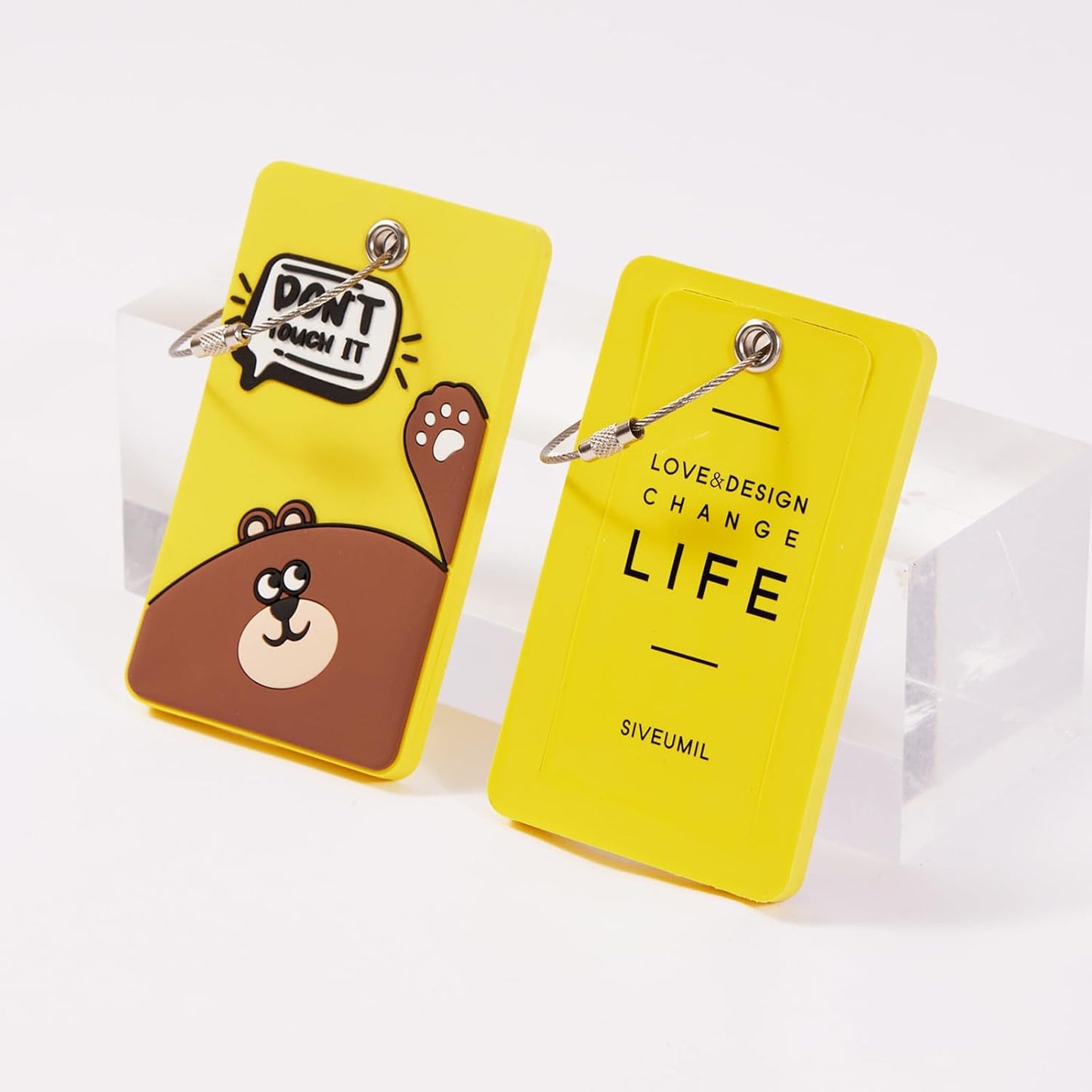 2PCS 2303 Bright Silicone Luggage tag (Yellow)