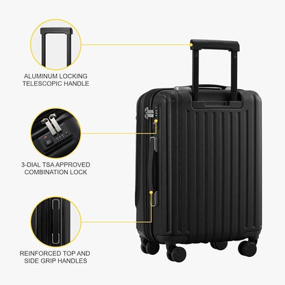 LEVEL8 Grace Carry on Luggage, 20 Inch Hard Shell Suitcases - Image 6