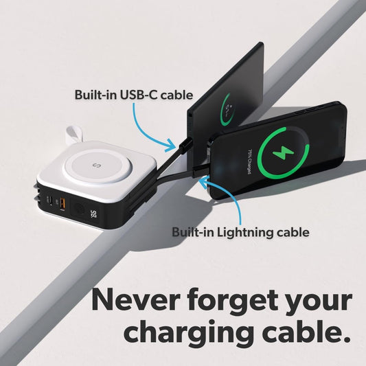 PowerPack Universal - 5 in 1 MagSafe Compatible Charger | Universal Adaptors | Power Bank | Included Adaptor Plug (Crisp White)