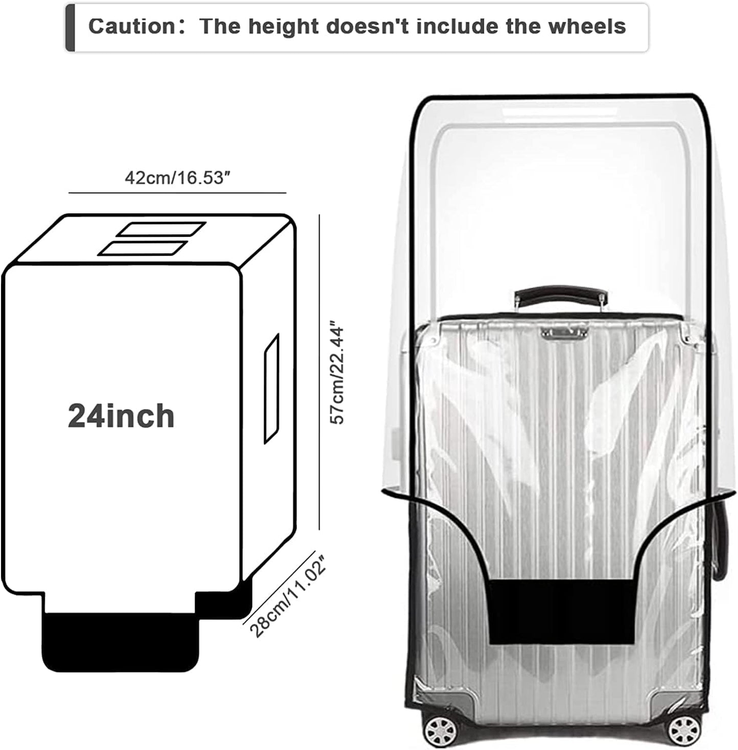 Suitcase Cover for 24" Luggage TSA Approved Clear PVC Thickened Protective Sleeve Cover for Wheeled Luggage Waterproof