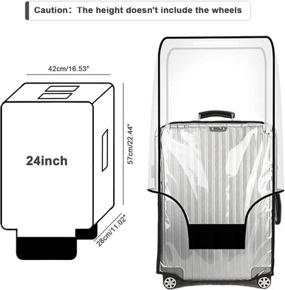 Suitcase Cover for 24" Luggage TSA Approved Clear PVC Thickened Protective Sleeve Cover for Wheeled Luggage Waterproof