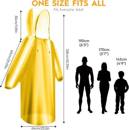 Bruvoalon 6 & 20 Pack Disposable Rain Ponchos for Adults/Youth, Waterproof PE Raincoats with Drawstring, Camping/Emergency