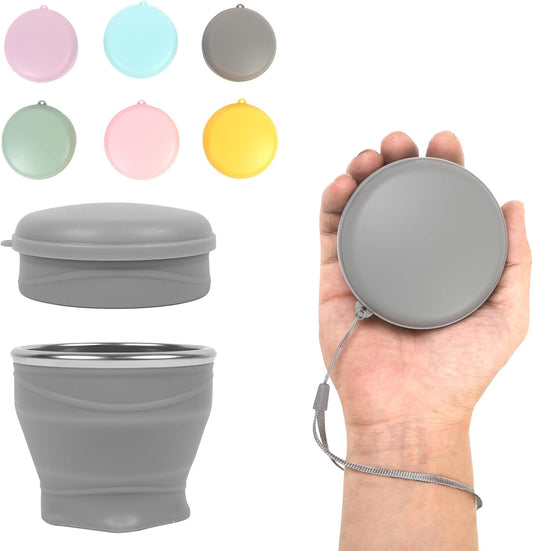 Collapsible Water Cup 6oz/180ml - Collapsible Cup - Silicone Collapsible TravelCup - Silicone Folding Camping Cup with Lids - Foldable Drinking Cup - for Travel, Camping, Hiking, Outdoor Sports