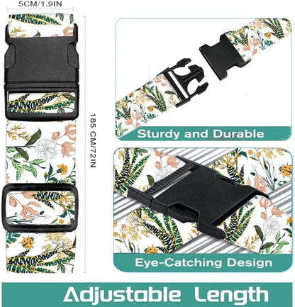 Luggage Straps for Suitcases Travel Belt Accessories, Cute Suitcase Strap, Adjustable Luggage Belt Strap, Heavy Duty with Quick-Release Buckle Luggage Strap Beautiful Flowers