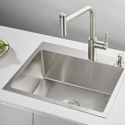 POPFLY 20×16 inch Drop In Kitchen Sink, 18 Gauge Stainless Steel Overmount - Image 2
