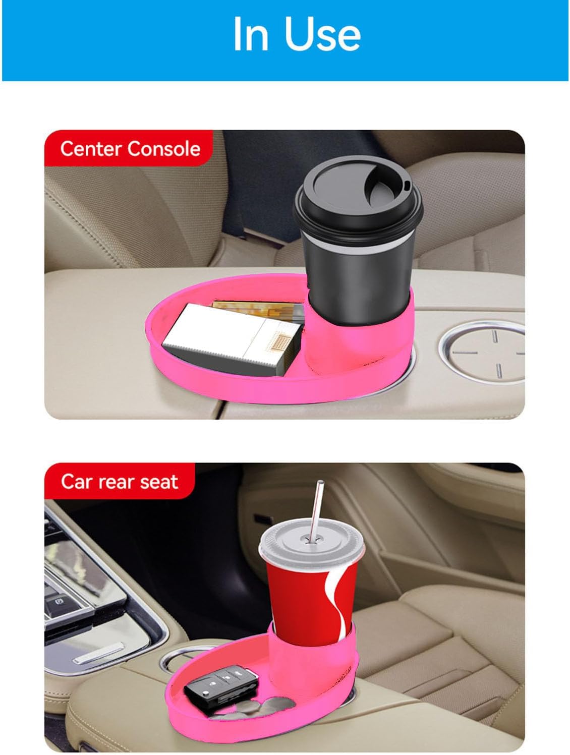 Car Seat Snack Tray, Convenient Toddler Road Trip Essentials Food Plate Cup Holder Tray for Snacks Toys, Entertainment Toddler Carseat Eating Plate Table for Travel ()