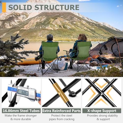 Joyfair Camping Chairs for Lawn & Beach, Large for Adults, Olive Green