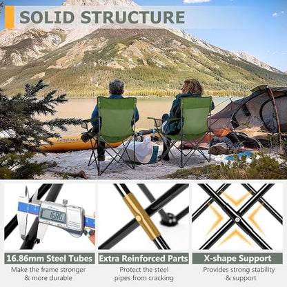 Joyfair Camping Chairs for Lawn & Beach, Large for Adults, Olive Green