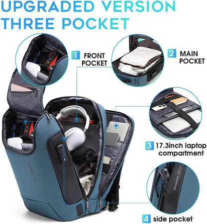 BANGE Anti-Theft Travel Backpack,Waterproof Fashion Work Backpacks,High Tech Backpack with USB3.0 Charging Port,Business Laptop Backpack Fits 17.3 Inch Notebook for Women