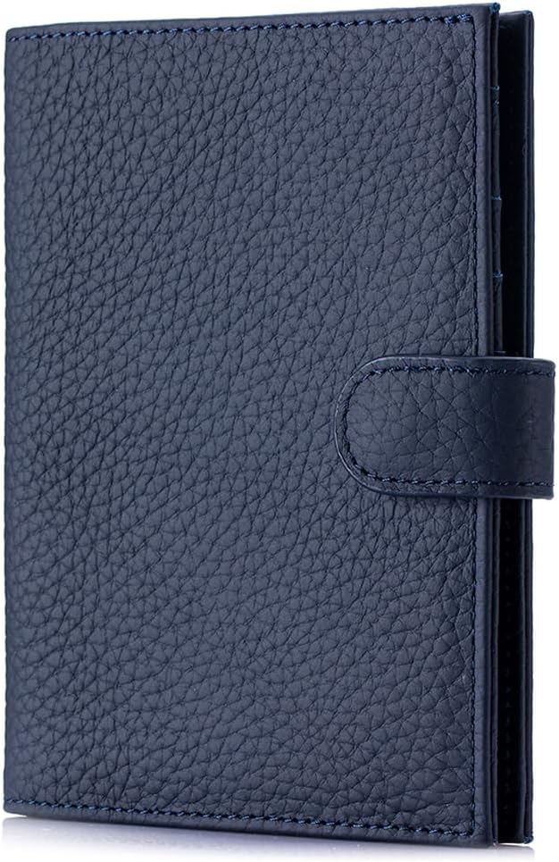 RFID Slim Leather Passport Holder for Travel Women & Men – Travel Wallet with Passport Slot & Card Slots, Zippered Coins Pocket and Cash Holder Cover Case (Sapphire Blue)