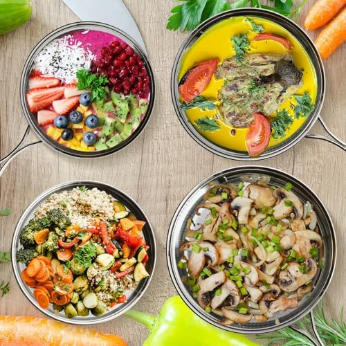 18/8 Stainless Steel Camping Cook Pot Set of 4 pcs