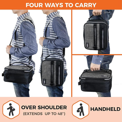 opux Insulated Lunch Box for Men Women Adult, Compact Lunch Bag for Kids Boy Girl Teen, Soft Lunch Cooler Bag for Work School, Leakproof Lunchbox Lunch Pail with Clip-on Buckle, Heather Gray
