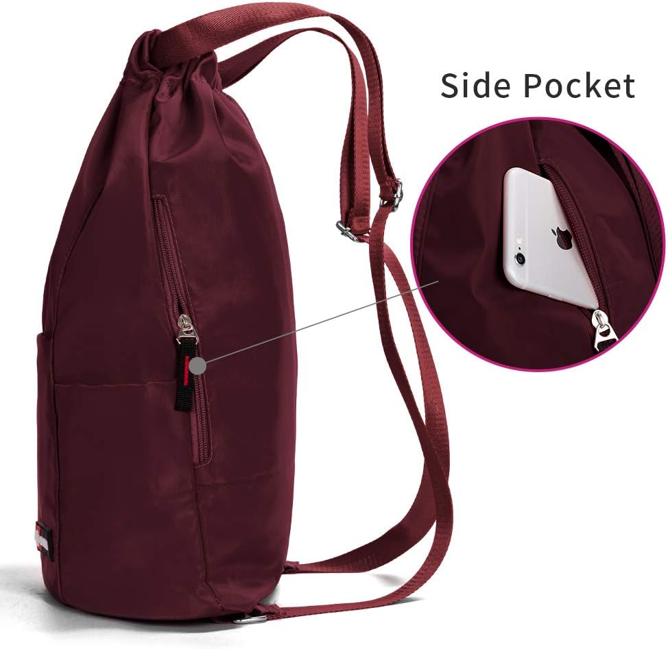 ZOORON Waterproof Drawstring Gym Backpack Bag for Men & Women, Sport Gym Sack Mini Travel Daypack