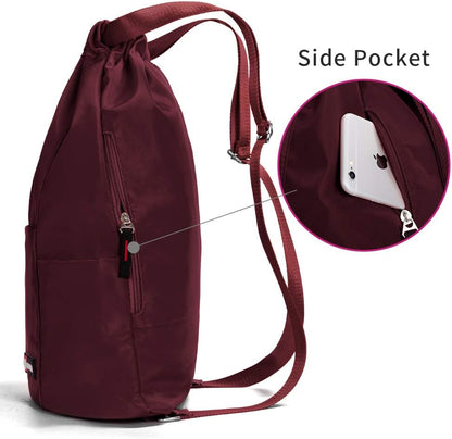 ZOORON Waterproof Drawstring Gym Backpack Bag for Men & Women, Sport Gym Sack Mini Travel Daypack