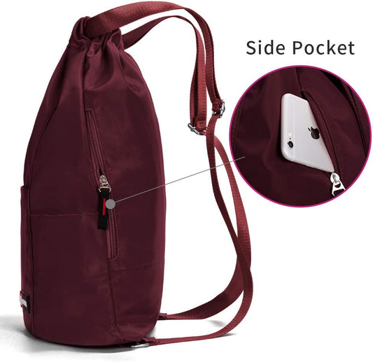 ZOORON Waterproof Drawstring Gym Backpack Bag for Men & Women, Sport Gym Sack Mini Travel Daypack