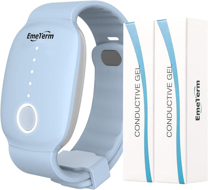EmeTerm Fashion Anti-Nausea Wristband Relieve Morning Motion Travel Sickness Rechargeable Drug Free Bands Without Side Effects - Extra 2pack Conductive Gel (Blue - Extra 2pack Conductive Gel)