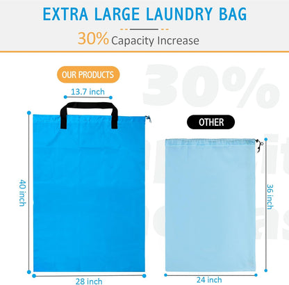 Extra Large Heavy Duty Laundry Bag - 28" x 40", Travel Laundry Bag for Dirty Clothes, Light Blue
