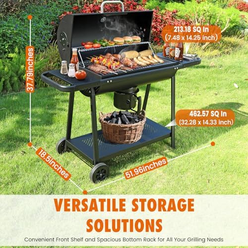 Realcook BBQ Barrel Charcoal Grill: Spacious Premium Outdoor Barbecue Grill