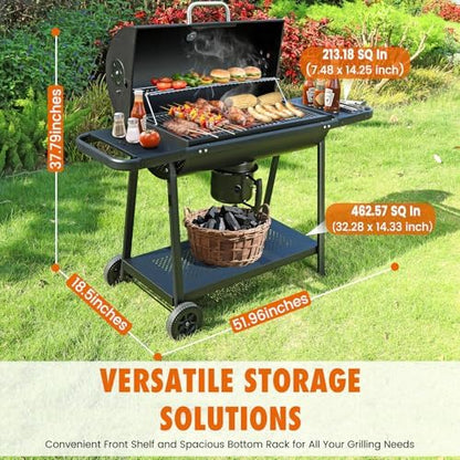 Realcook BBQ Barrel Charcoal Grill: Spacious Premium Outdoor Barbecue Grill