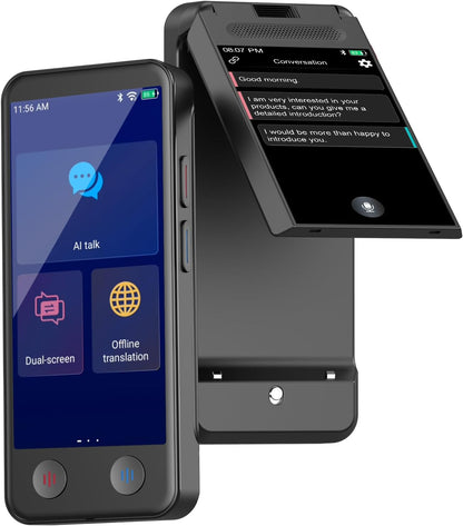 Language Translator Device No WiFi Needed, Dual Screen Real Time Translator Two Way Voice Translation with 139 Languages Online, Offline&Recording&Photo＆Text&Group Translation for Business Travel