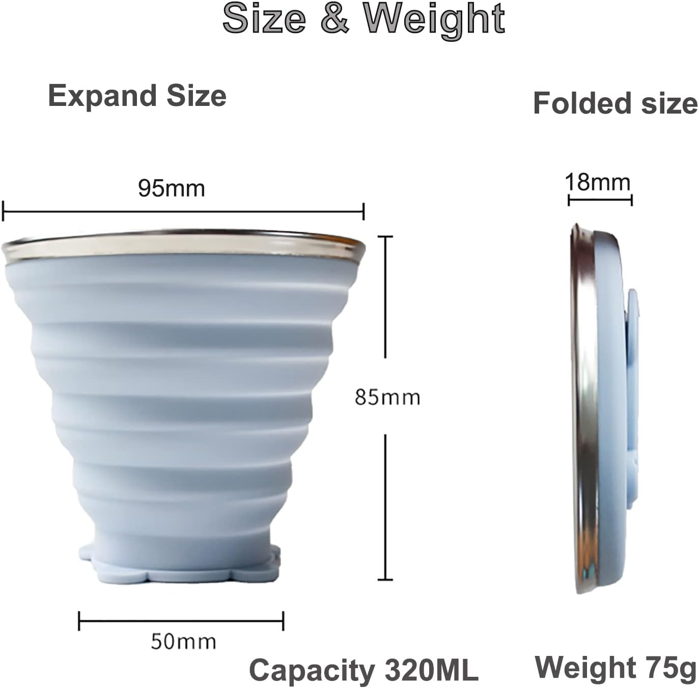 2 Pack Silicone Collapsible Cups for Traveling, 320ml+320ml Portable Collapsible Travel Cup, Folding Camping Cup with Lids, Reusable Expandable Drinking Cup for Travel Hiking,Blue Pink