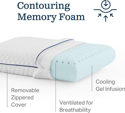 WEEKENDER Gel Memory Foam Camping Pillow - Travel Essentials & Must Haves - Camping Gear & Accessories - Contouring Neck Support - Small Size Compatible for Car, Airplane, and Beach - 1 Pack