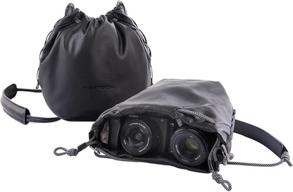 PGYTECH OneGo Drawstring Small Camera Bag, Leather Soft Camera Pouch compatible with Mirrorless Cameras/Nikon/Canon/Sony/Fuji Camera Case