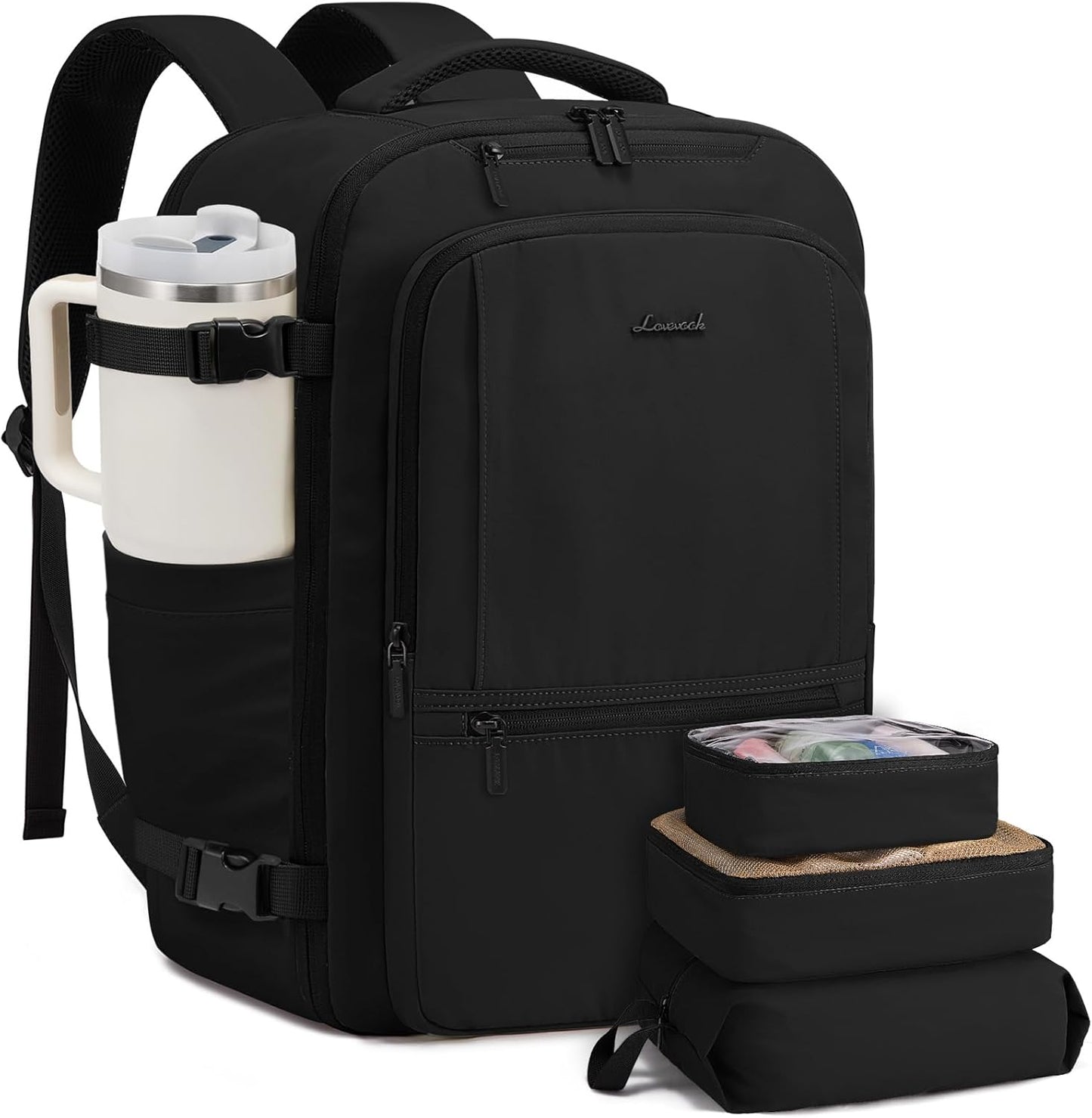 LOVEVOOK Travel Backpack for Women & Men, 40L Large Carry On Backpack Airline Approved, TSA Personal Item Weekender Bag, Water Resistant Laptop Backpack with 3 Packing Cubes for Travel Essentials