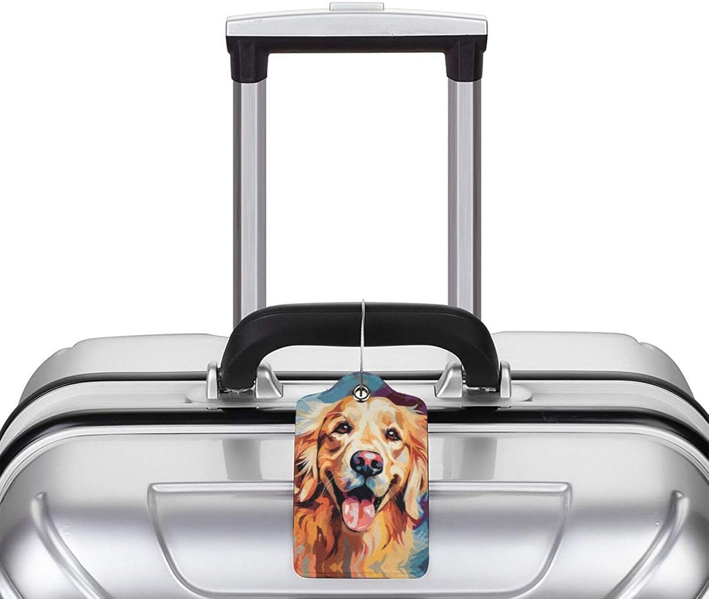 Dog Leather Luggage Tag with Stainless Steel Ring, Fun Name Id Card Cover Travel Bag Tag Set, Suitable for Travel Bag Luggage Women Men 4 PCS