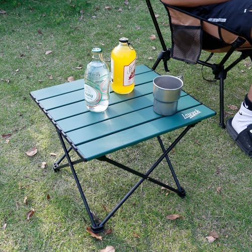 JOUYEK Small Camping Table Ultralight Aluminum Folding Portable Table Green