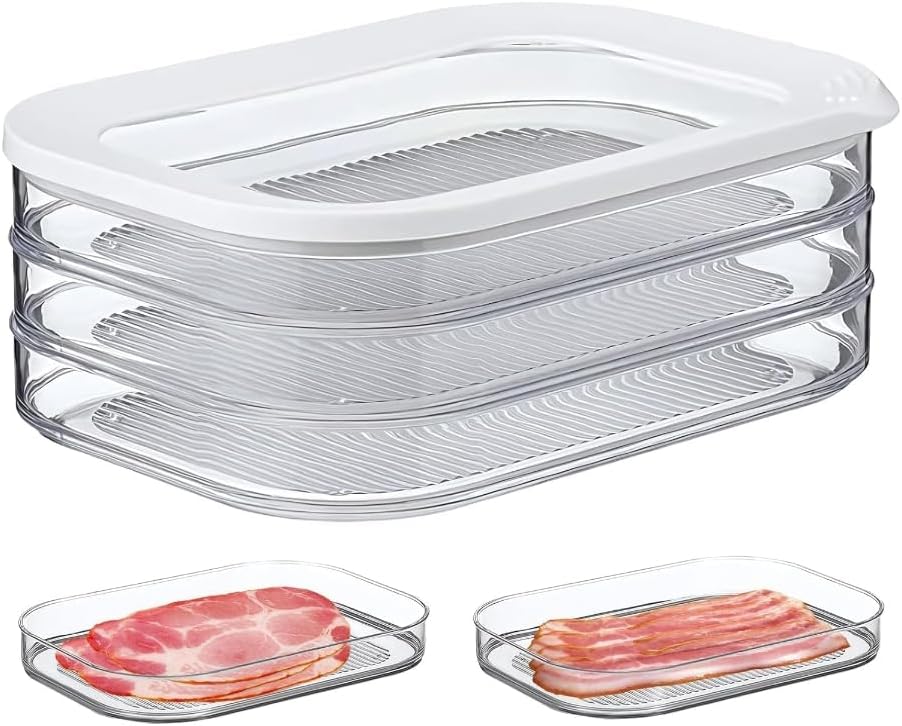 Deli Meat Container for Fridge, Stackable Food Storage Boxes with Lid for Cold Cuts, Salami, Deli, Lunch Meat, BPA Free, 18.6oz