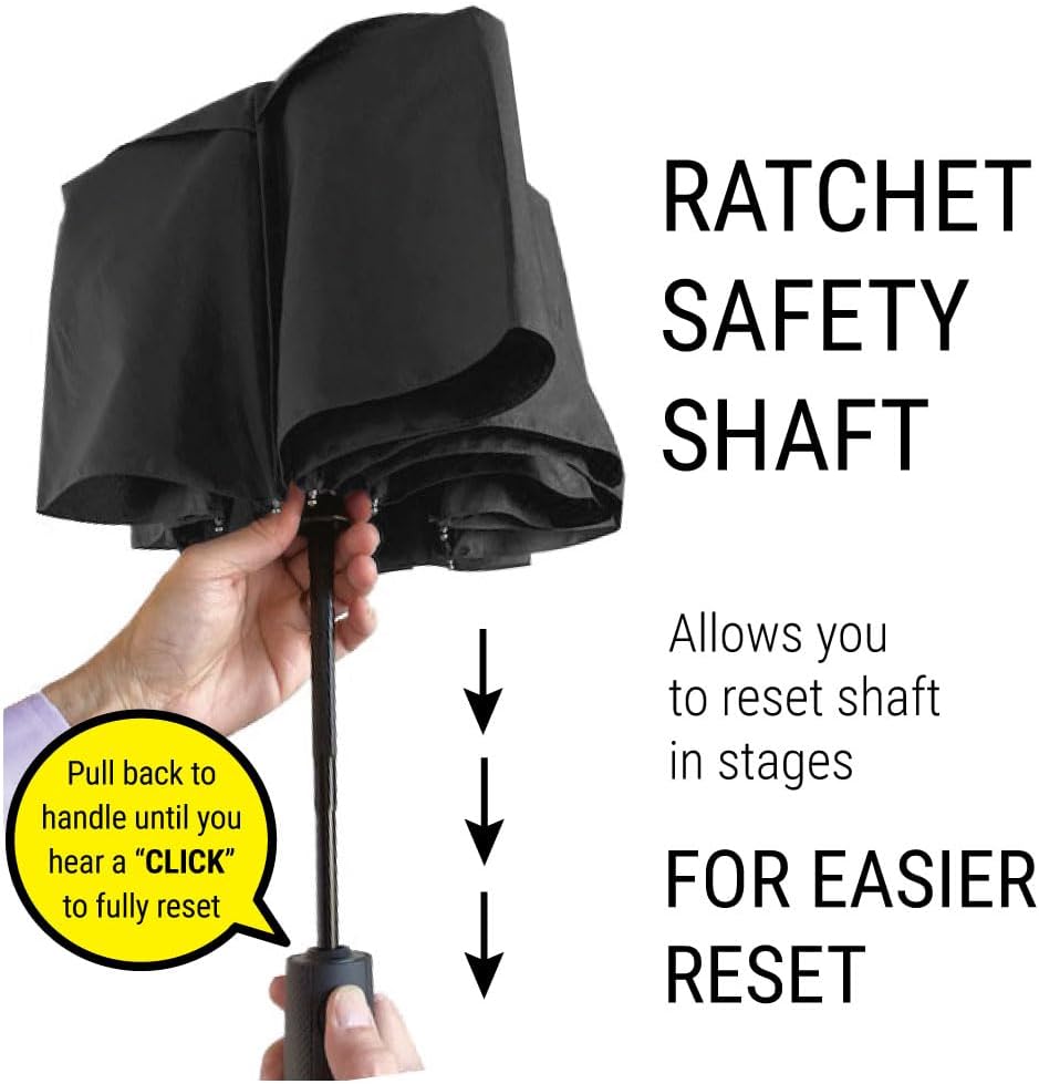 Vented Travel Umbrella | Strong Compact Windproof Umbrella | Top Pick by Wirecutter 2025 | Deep Dome Coverage | Auto Open/Close | Portable Pop Up with Large Coverage | Fits Car & Backpack