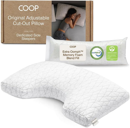 Coop Home Goods Original Cut-Out Adjustable Pillow, Queen Size Bed Pillows for Neck & Head Support, Memory Foam Pillows - Medium Firm for Side Sleeper, CertiPUR-US/GREENGUARD Gold